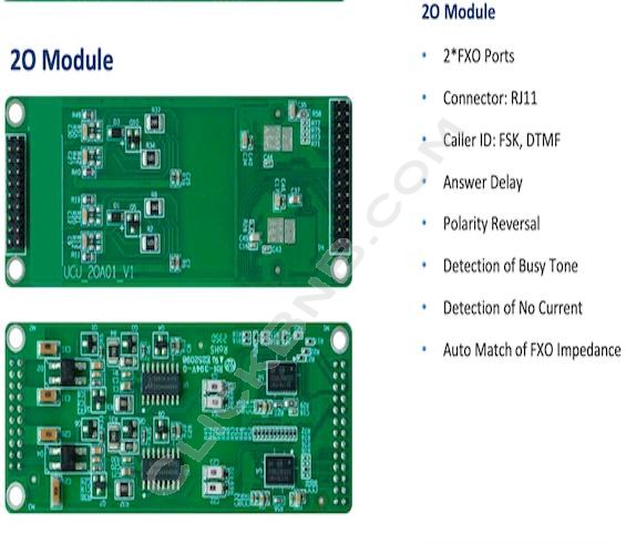 Dinstar 2O Module Card (2 FXO Ports for 2 PSTN line)