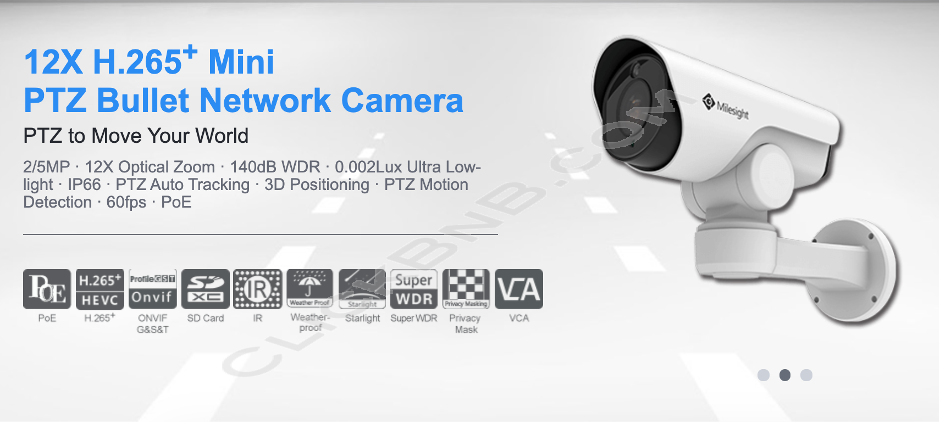 Milesight MS-C5361-EPB - 5MP 12X H.265+ Mini PTZ Bullet Network IP Camera
