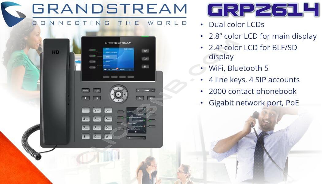 Grandstream GRP2614 - 4 Line Carrier Grade - WiFI IP Phone [PoE & Gigabit]