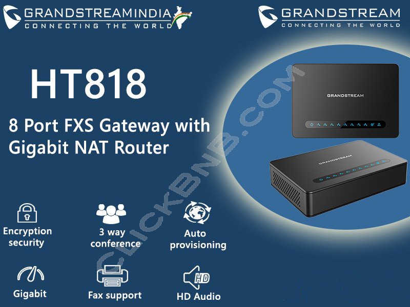 Grandstream - HT818 - 8FXS VoIP Gateway with Gigabit NAT Router