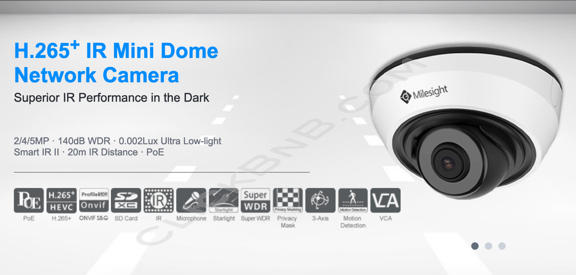 Milesight MS-C2983-PB - 2MP H.265+ IR Mini Dome Network IP Camera