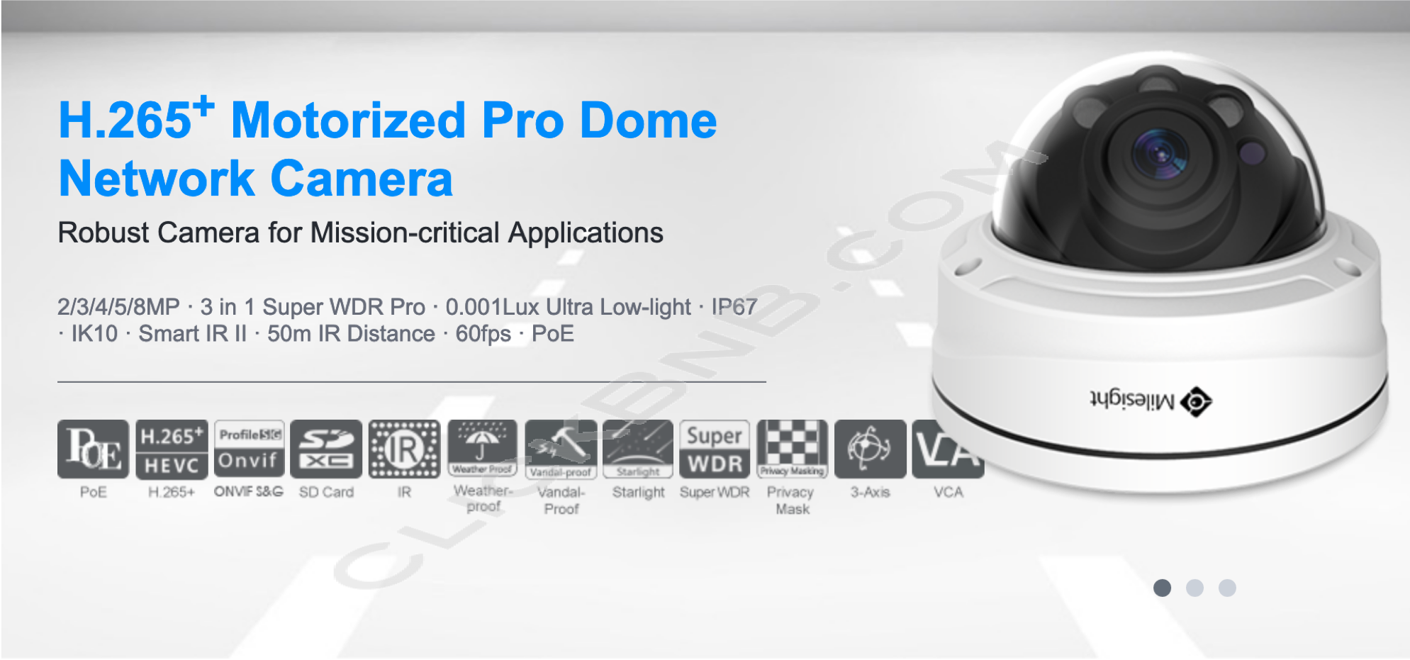 Milesight MS-C2972-FPB - 2MP H.265+ Motorized Pro Dome Network IP Camera