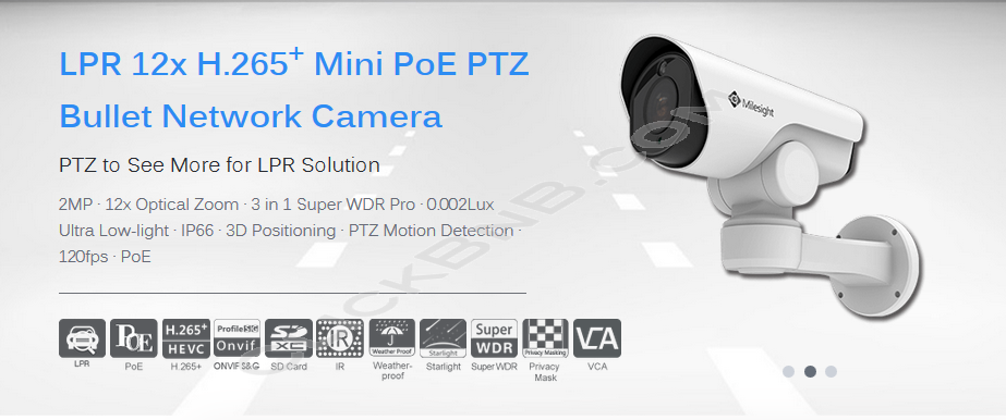 Milesight MS-C2961-RELPB - 2MP LPR 12X H.265+ Mini PTZ Bullet Network IP Camera