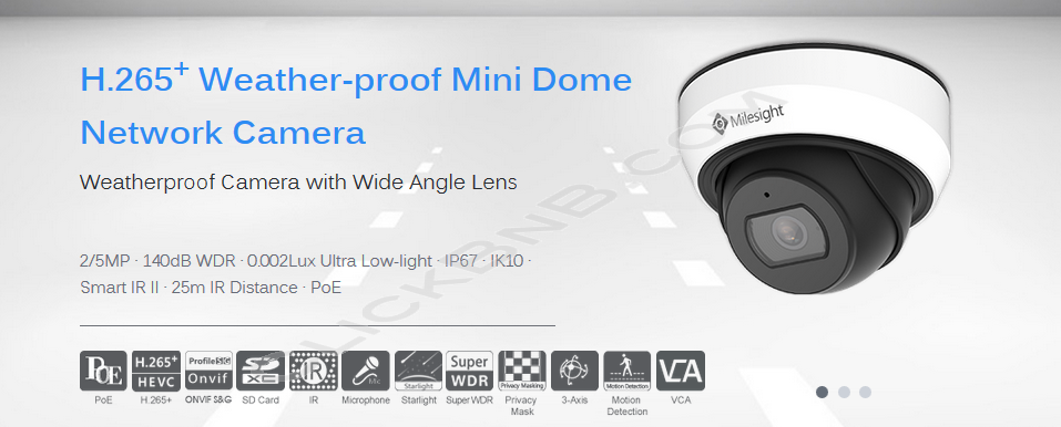 Milesight MS-C2975-PB - 2MP H.265+ Weather Proof Mini Dome Network IP Camera