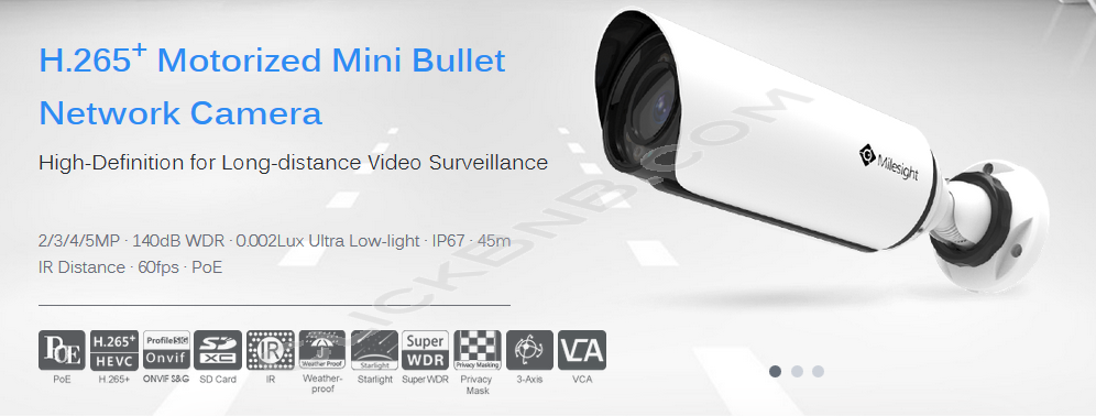 Milesight MS-C2963-FPB - 2MP H.265+ Motorized Mini Bullet Network IP Camera