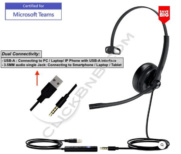 Yealink UH34 SE Mono - Wired Headset (USB & 3.5MM)