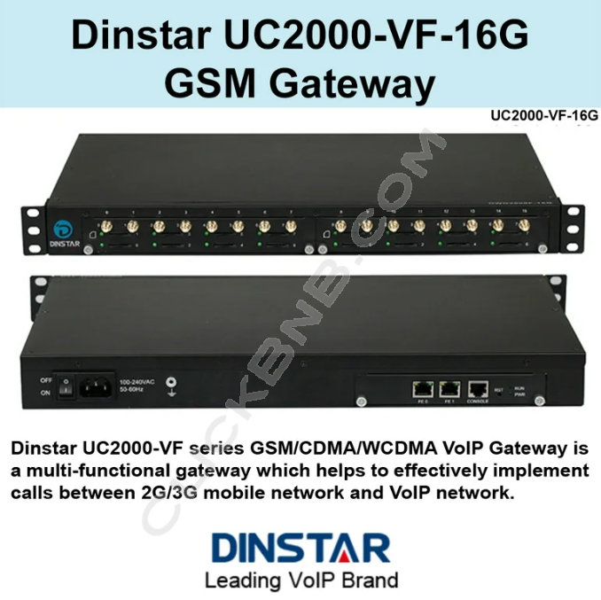 Dinstar UC2000-VF-16G 16 Port GSM VoIP Gateway [Support 2G]